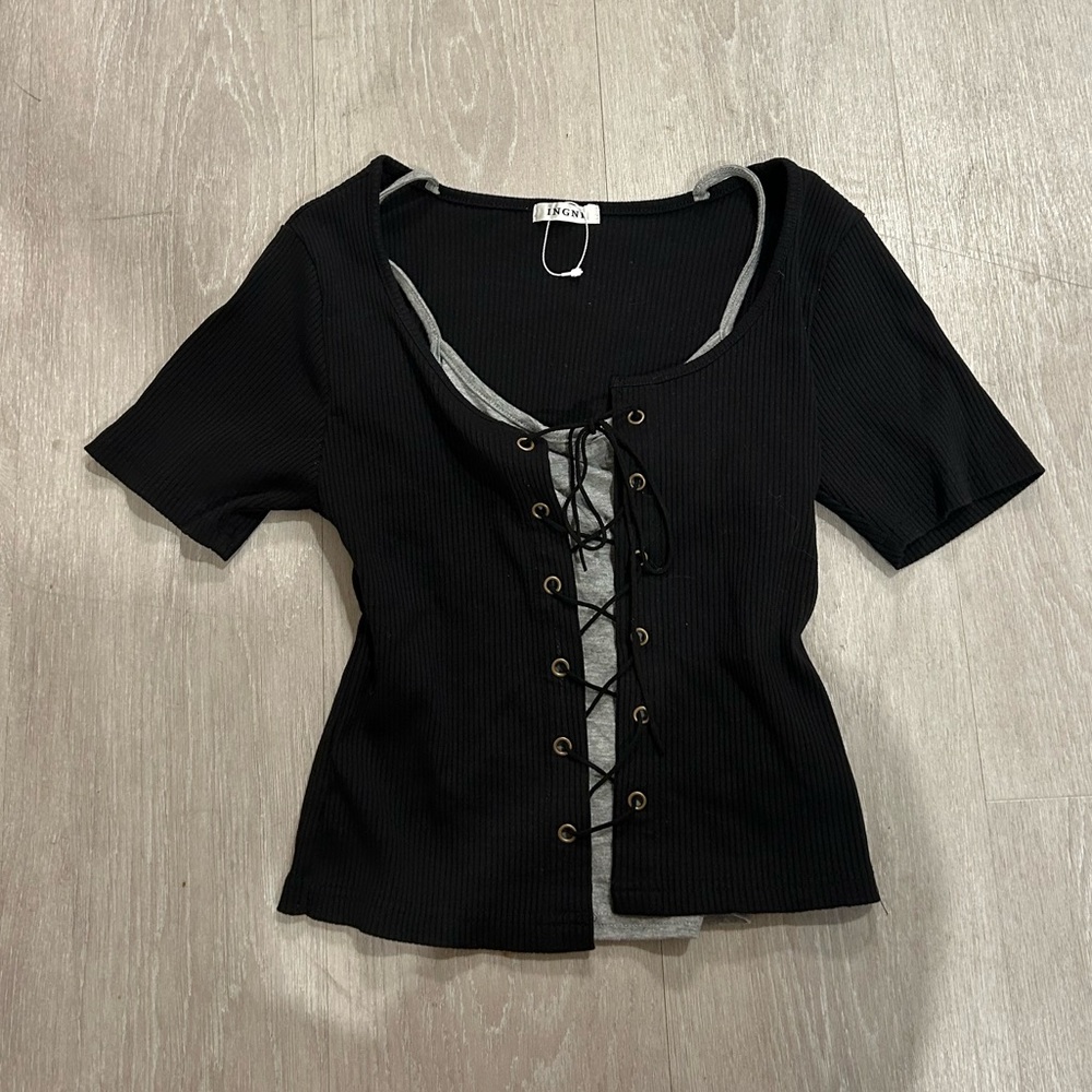 ingni japan mock two piece acubi top